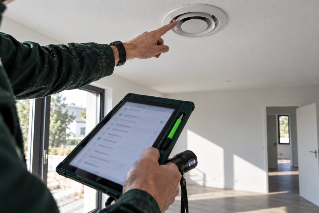 Contrôle sur place des équipements avant l'attestation de conformité RE2020 de fin de chantier